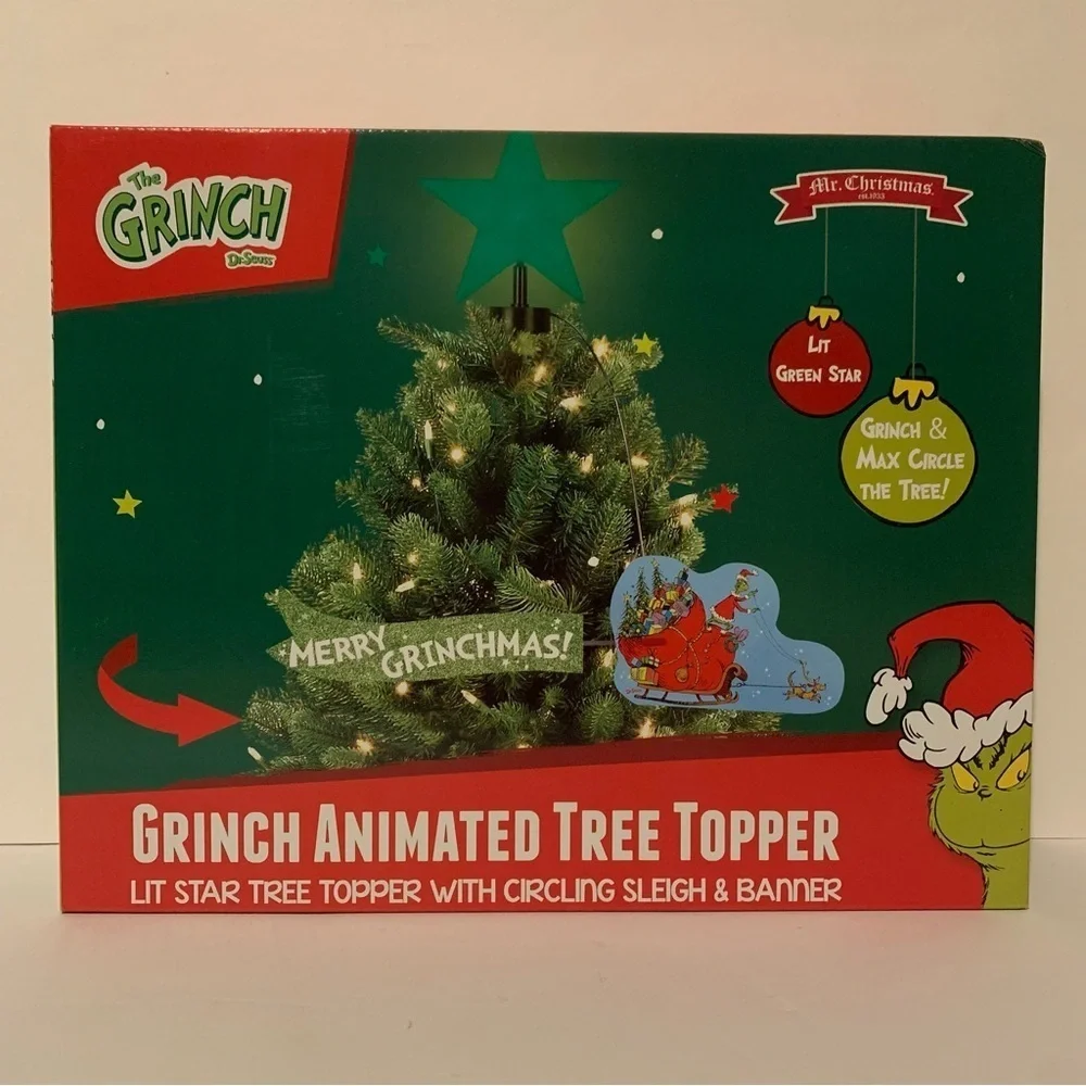 NIB. DR. SEUSS The Grinch Animated Tree Topper